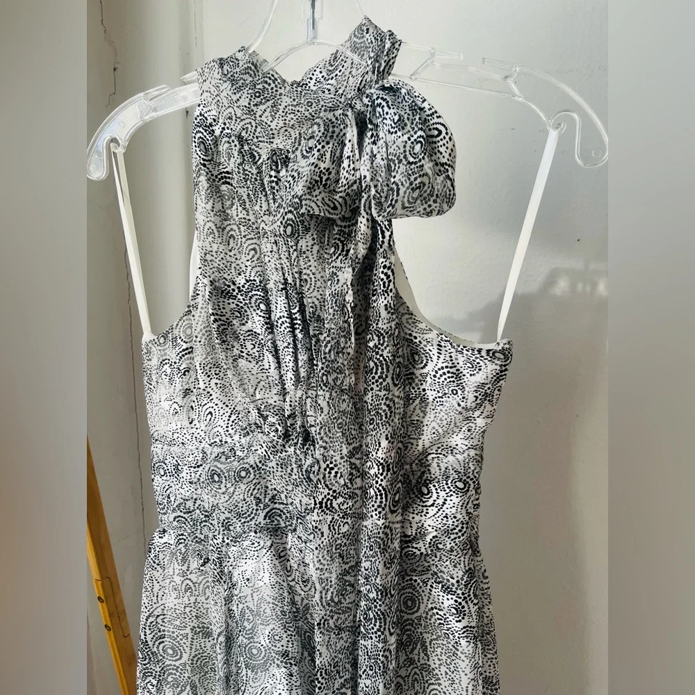 Y2k Arden B Silk Silver & White Scarf Tie Dress NWT